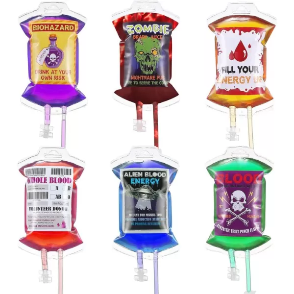 Toyvian Halloween Blood Bag for Drinks 12 Pack 250ML Reusable Cups Containers Halloween Party Decorations Reusable Drink Pouch for Halloween Party Costume Props