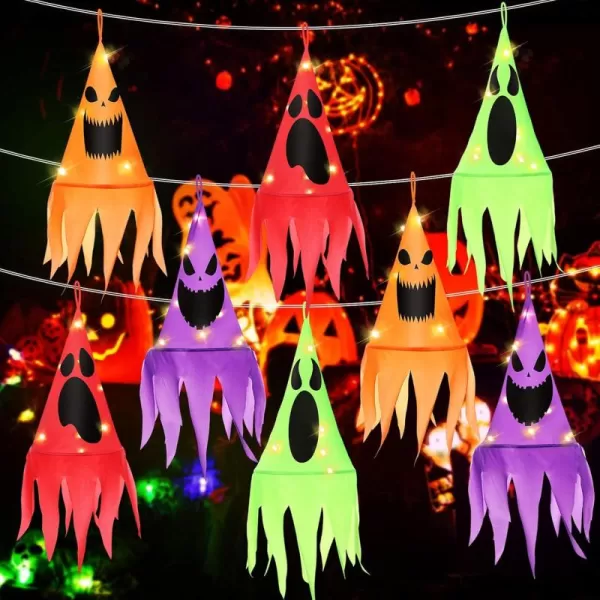 Toyvian Halloween Decorations Outdoor Hanging Lighted Witch Hat Scary Tree Decorations Outdoor  8Pack 2133FT LED Remote Control String Lights with 8 Lighting Modes for OutdoorGarden Trees Party