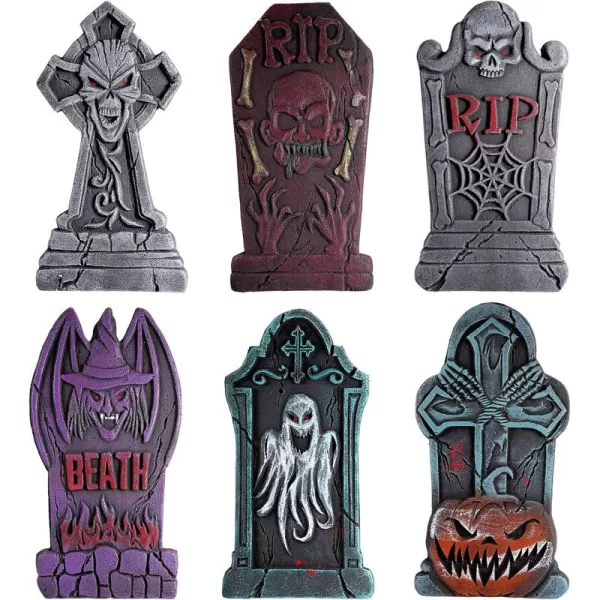 Toyvian Halloween RIP Graveyard Tombstones  6Pack Halloween Foam Tombstones  Halloween Garden Tombstones Haunted House Decorations for Halloween Yard Outdoor