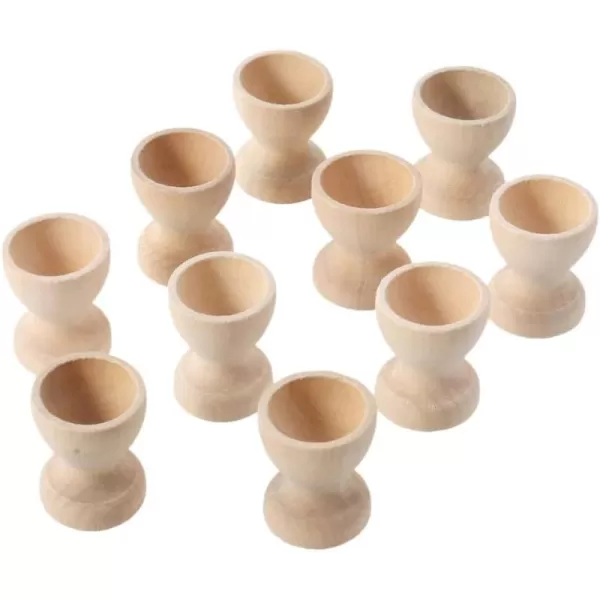 Toyvian Wooden Egg Cups 12PCS Egg Holders Tabletop Refrigerator Egg Tray for Easter Party Home Decor