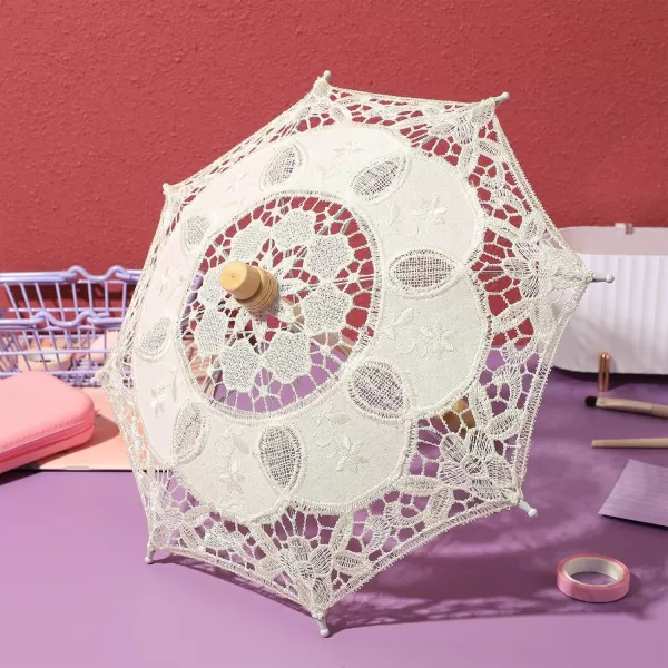 imageMini Lace Parasol Umbrella  Tiny White Vintage Wedding Bridal Umbrella for Photo Props Wedding Table Decoration Wedding Guest Small Parasol 15x26cm