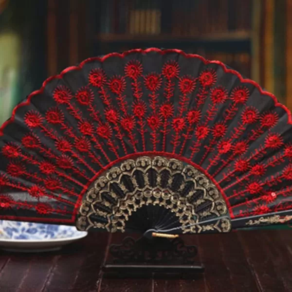 imageToyvian 2pcs Chinese Style Folding Fan Vintage Handheld Fan Embroidered Handheld Folding Fan for Wedding Birthday Party Favors