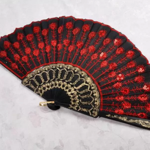 imageToyvian 2pcs Chinese Style Folding Fan Vintage Handheld Fan Embroidered Handheld Folding Fan for Wedding Birthday Party Favors