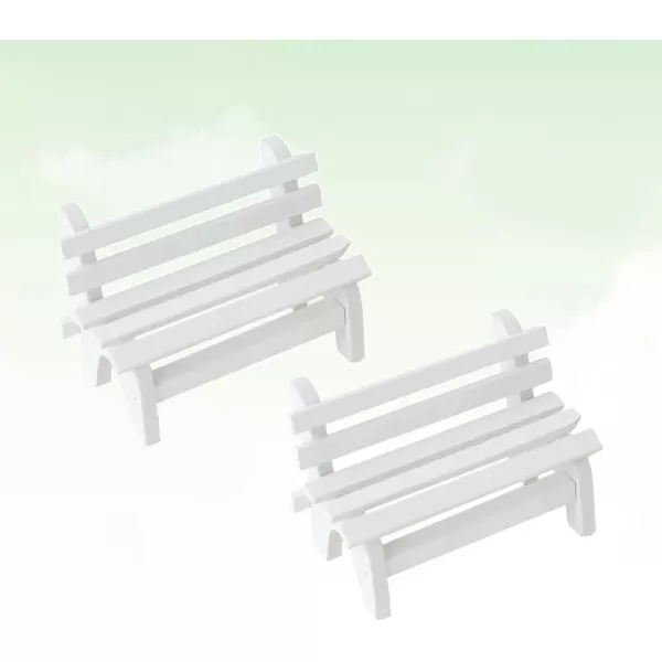 imageToyvian 3pcs Photo Prop maniature Garden Bench Mini Chair Dollhouse Miniature Decoration Bench Mini WoodWhite