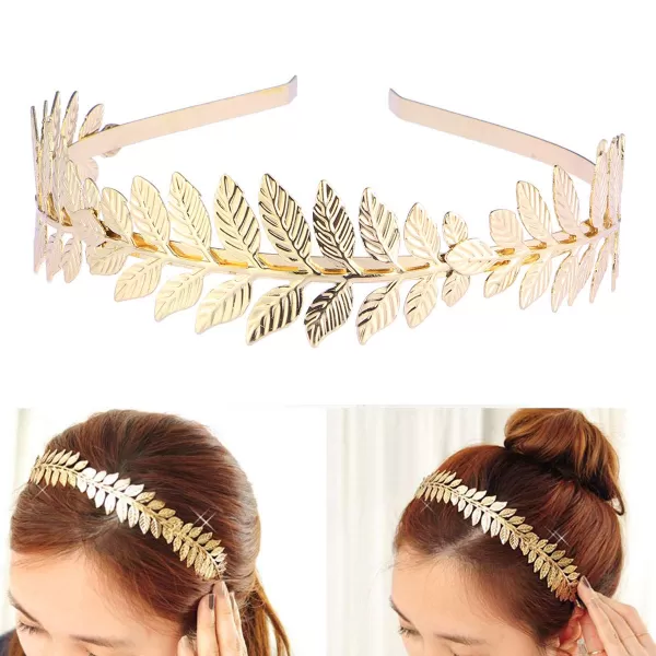 imageToyvian Bridal Hair Crown Roman Goddess Leaf Branch Dainty Head Dress Boho Gold