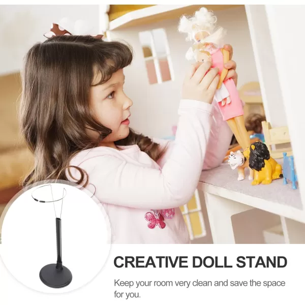 imageToyvian Doll Stand Holder Doll Brackets Stands Doll Adjustable Storage Rack Doll Stands for 12 Inch Doll Display Adjustable Stand Dolls Action Figure Stands 12 Inch DollBlack