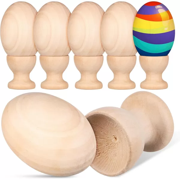 imageToyvian Easter Unfinished Wooden Eggs Cups Paintable Wood Craft Egg Unpainted Wooden Eggs  Wood Egg Stands Tabletop Egg Holders Easter Wooden Egg Tray for Kids DIY Display Easter Eggs 6 Set