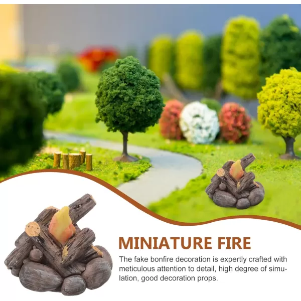 imageToyvian Simulated Mini Stone Mini Campfire Resin Ornaments Miniature Bonfire Models Mini Fire Model Micro Landscape Scene Building Dollhouse Accessories