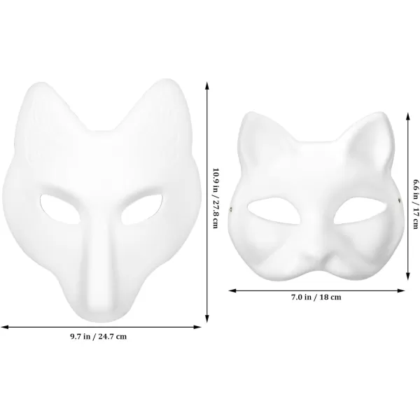 imageToyvian Therian Mask Cat Masks Fox Mask Set White Paper Mask Hand Painted Blank Mask Diy Your Own Mask Cosplay Fox and Cat Animal Mask DIY Blank Masks Masquerade Accessories