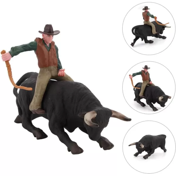 imageDesktop Cowbaoy Sculpture 1 Set Fake Wild West Cowboys Figurines Model Farm Toys Playset Cowboys Action Figure Sandbox Decoration for Christmas Birthday Rodeo Bouncy Toy