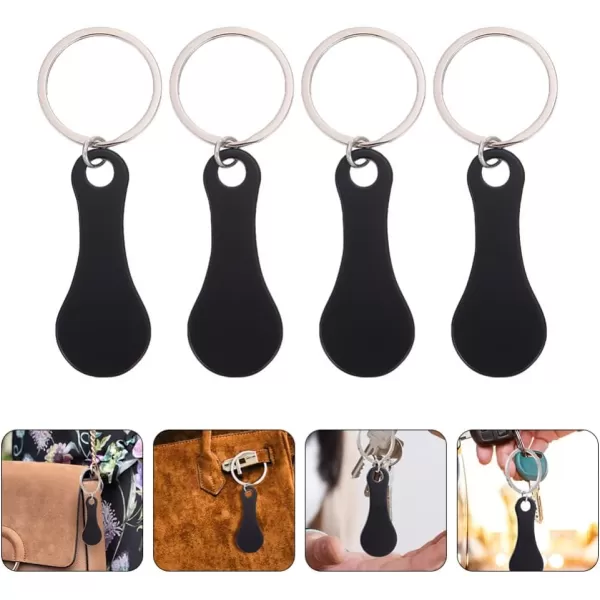 imageToyvian 4Pcs Stainless Steel Key Rings for Shopping Cart  Shopping Cart CoinBlack