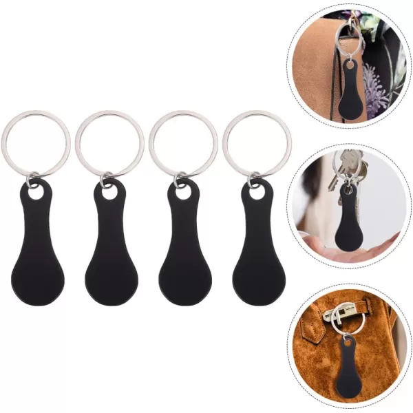imageToyvian 4Pcs Stainless Steel Key Rings for Shopping Cart  Shopping Cart CoinBlack