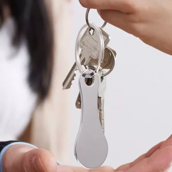 imageToyvian 4Pcs Stainless Steel Key Rings for Shopping Cart  Shopping Cart CoinSilver