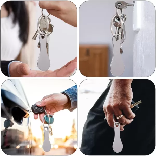 imageToyvian 4Pcs Stainless Steel Key Rings for Shopping Cart  Shopping Cart CoinSilver