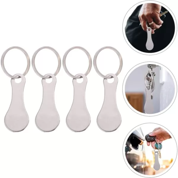 imageToyvian 4Pcs Stainless Steel Key Rings for Shopping Cart  Shopping Cart CoinSilver
