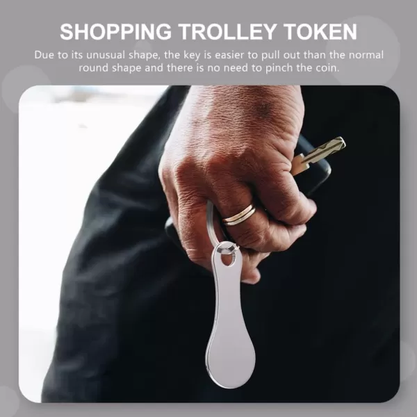 imageToyvian 4Pcs Stainless Steel Key Rings for Shopping Cart  Shopping Cart CoinSilver