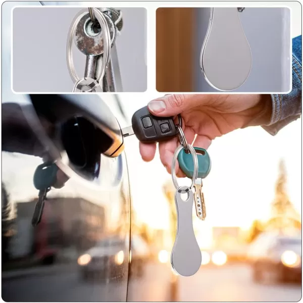 imageToyvian 4Pcs Stainless Steel Key Rings for Shopping Cart  Shopping Cart CoinSilver