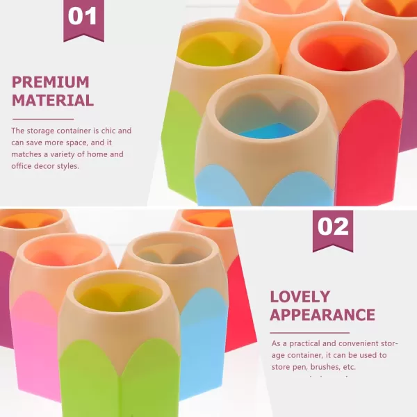 imageToyvian 5pcs Pencil Shaped Pen Holders Desk Pencil Dispenser Cute Desktop Makeup Brush Cups Colorful Stationery Storage Organizer Home Office Decor