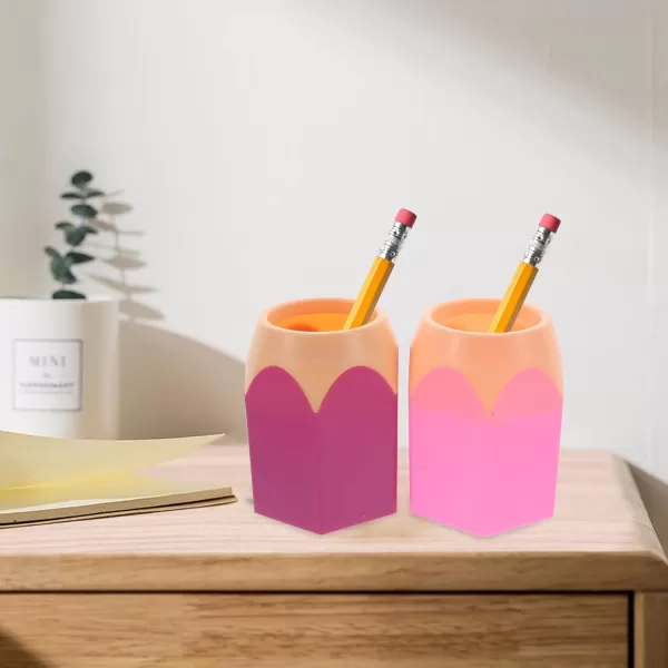 imageToyvian 5pcs Pencil Shaped Pen Holders Desk Pencil Dispenser Cute Desktop Makeup Brush Cups Colorful Stationery Storage Organizer Home Office Decor