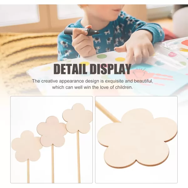 imageToyvian 8Pcs Unfinished Princess Homemade DIY Wood Flower Wand DIYwood color