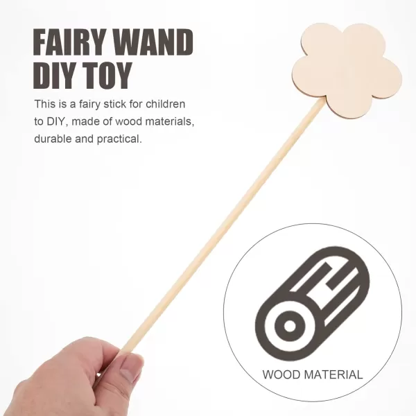 imageToyvian 8Pcs Unfinished Princess Homemade DIY Wood Flower Wand DIYwood color