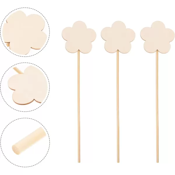 imageToyvian 8Pcs Unfinished Princess Homemade DIY Wood Flower Wand DIYwood color