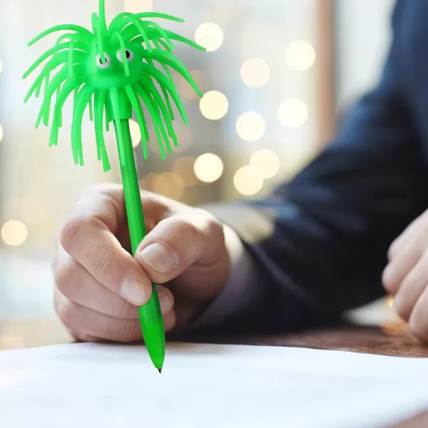 imageToyvian 9pcs Stress Ball Ballpoint Pens Fun Pens Sea Urchin Ballpoint Pen Silly Pens Cute Sea Urchin Shaped Pens Soft Rubber Monster Pens Cartoon Ballpoint Ink Gel Pens Christmas Pen Gifts