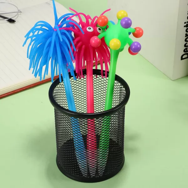 imageToyvian 9pcs Stress Ball Ballpoint Pens Fun Pens Sea Urchin Ballpoint Pen Silly Pens Cute Sea Urchin Shaped Pens Soft Rubber Monster Pens Cartoon Ballpoint Ink Gel Pens Christmas Pen Gifts