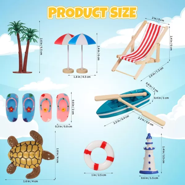 imageToyvian Doll Accessories Beach Accessories Mini Resin Beach Landscape Swimming Pool Miniature Umbrella 112 Folding Beach Sunbath Chair Set Decoration Tiny House