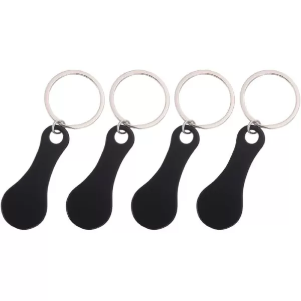 imageToyvian 4Pcs Stainless Steel Key Rings for Shopping Cart  Shopping Cart CoinBlack