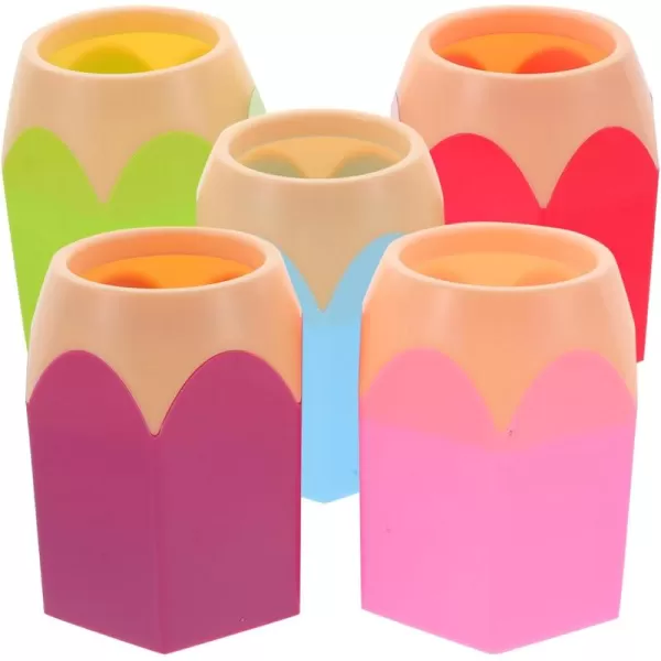 imageToyvian 5pcs Pencil Shaped Pen Holders Desk Pencil Dispenser Cute Desktop Makeup Brush Cups Colorful Stationery Storage Organizer Home Office Decor