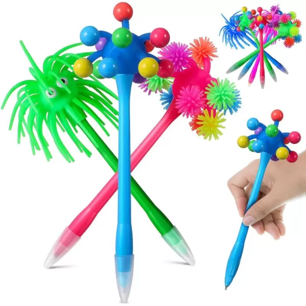 imageToyvian 9pcs Stress Ball Ballpoint Pens Fun Pens Sea Urchin Ballpoint Pen Silly Pens Cute Sea Urchin Shaped Pens Soft Rubber Monster Pens Cartoon Ballpoint Ink Gel Pens Christmas Pen Gifts