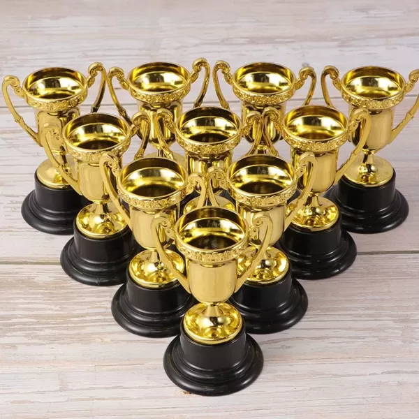 image12Pcs Plastic Gold Trophies Kids Competition Prize Cups Rewarding Supplies for Party Celebrations Award Ceremony and Appreciation