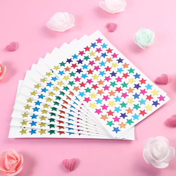 imagePack of 960pcs 1cm Self Adhesive Assorted Colors Shiny Sparkle Star Stickers Students Rewards Teachers Supplies