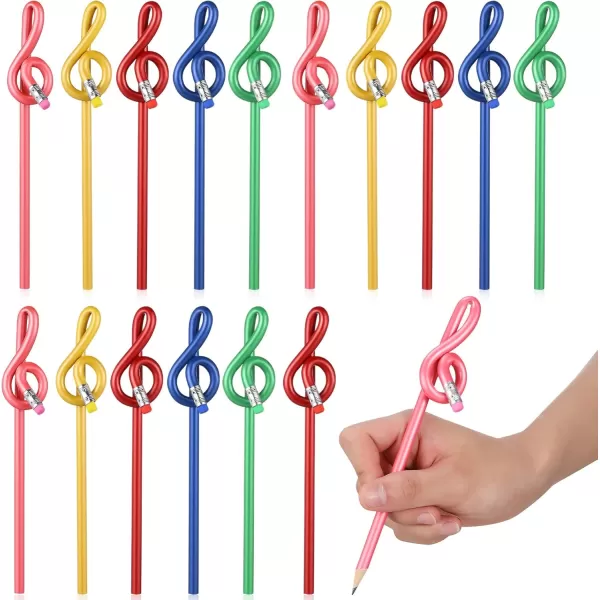 imageToyvian 20 Pcs Music Pencils Colorful Pencils Wooden Treble Clef Pencils Kids Bent Pencil Music Themed Pencils Music Note Pencils Gifts for Students Bulk