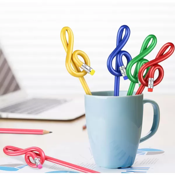 imageToyvian 20 Pcs Music Pencils Colorful Pencils Wooden Treble Clef Pencils Kids Bent Pencil Music Themed Pencils Music Note Pencils Gifts for Students Bulk