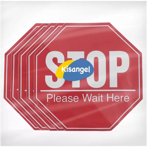 imageToyvian 5 Sheets Stop Sign Sticker Wall Decal Sticker 8x8 Inches Bus Stop Sign Floor Stickers Stop Sign for Classroom Adhesive Floor Decal Social Distancing Sign Stop Please Wait Here Sign