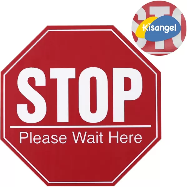 imageToyvian 5 Sheets Stop Sign Sticker Wall Decal Sticker 8x8 Inches Bus Stop Sign Floor Stickers Stop Sign for Classroom Adhesive Floor Decal Social Distancing Sign Stop Please Wait Here Sign