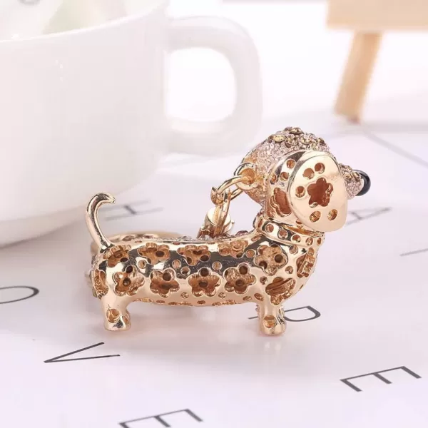 imageToyvian Crystal Dog Keyring Cute Dog Animal Charm Keychain Puppy PendantGolden