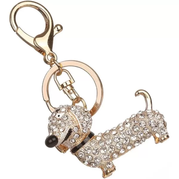 imageToyvian Crystal Dog Keyring Cute Dog Animal Charm Keychain Puppy PendantWhite