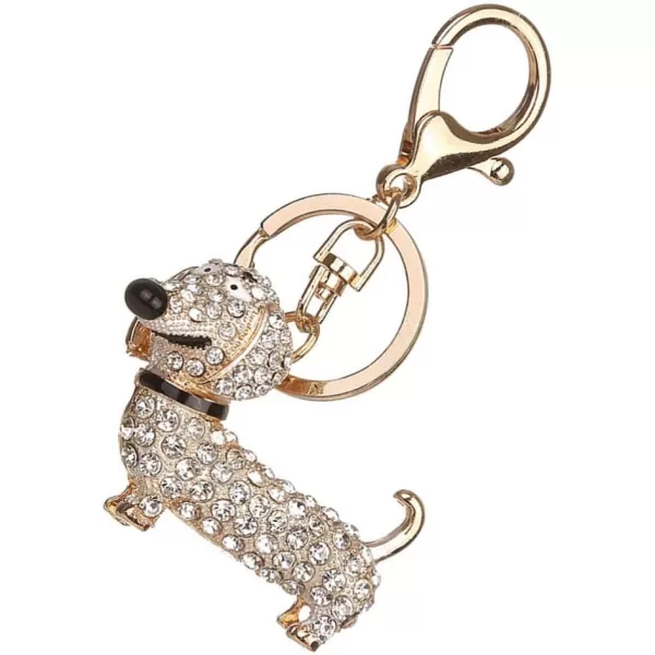 imageToyvian Crystal Dog Keyring Cute Dog Animal Charm Keychain Puppy PendantWhite