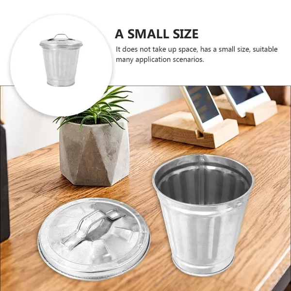 imageToyvian Mini Table Trash Can Desktop Garbage Trash Can Metal Rubbish Bin with Lid Office Countertop Trash Can