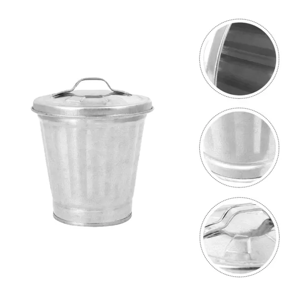 imageToyvian Mini Table Trash Can Desktop Garbage Trash Can Metal Rubbish Bin with Lid Office Countertop Trash Can