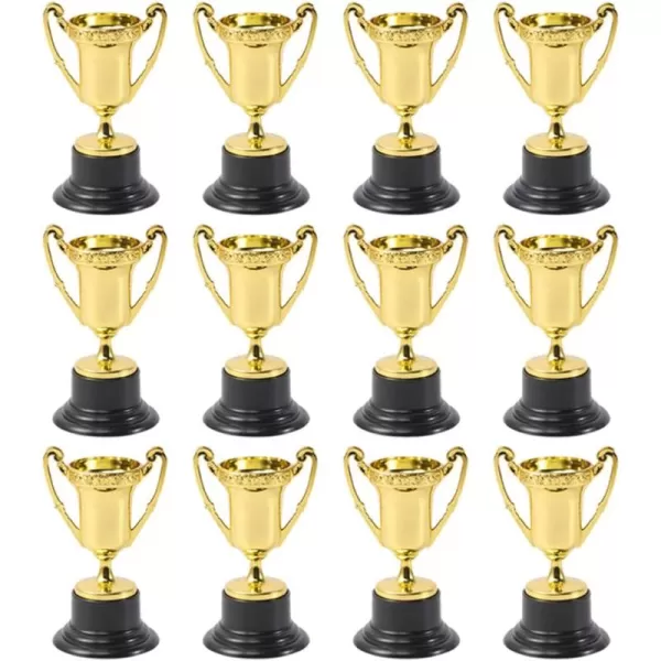 image12Pcs Plastic Gold Trophies Kids Competition Prize Cups Rewarding Supplies for Party Celebrations Award Ceremony and Appreciation