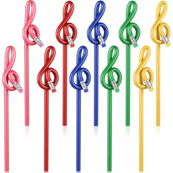 imageToyvian 20 Pcs Music Pencils Colorful Pencils Wooden Treble Clef Pencils Kids Bent Pencil Music Themed Pencils Music Note Pencils Gifts for Students Bulk