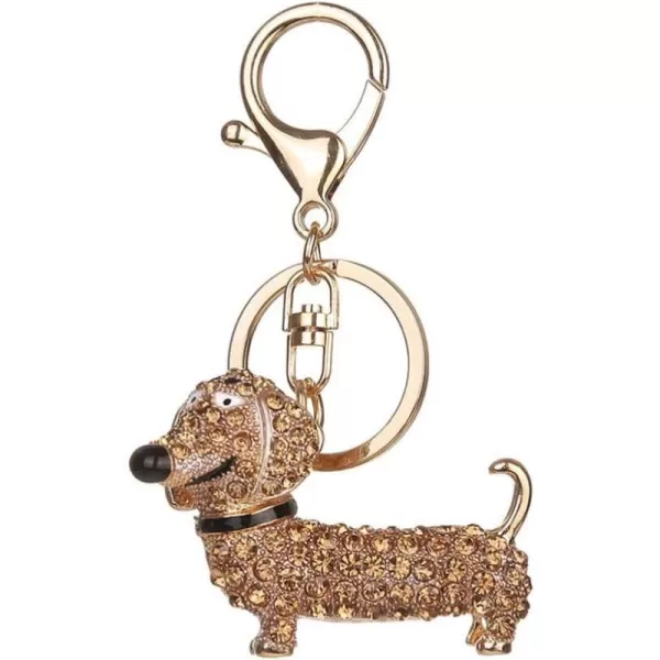 imageToyvian Crystal Dog Keyring Cute Dog Animal Charm Keychain Puppy PendantGolden