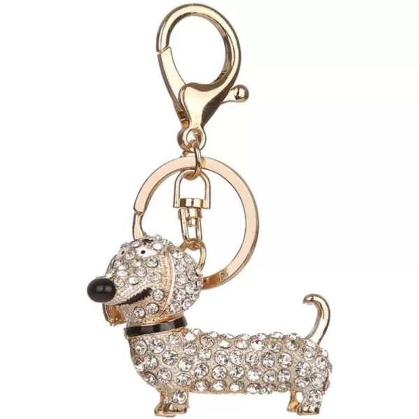 imageToyvian Crystal Dog Keyring Cute Dog Animal Charm Keychain Puppy PendantWhite