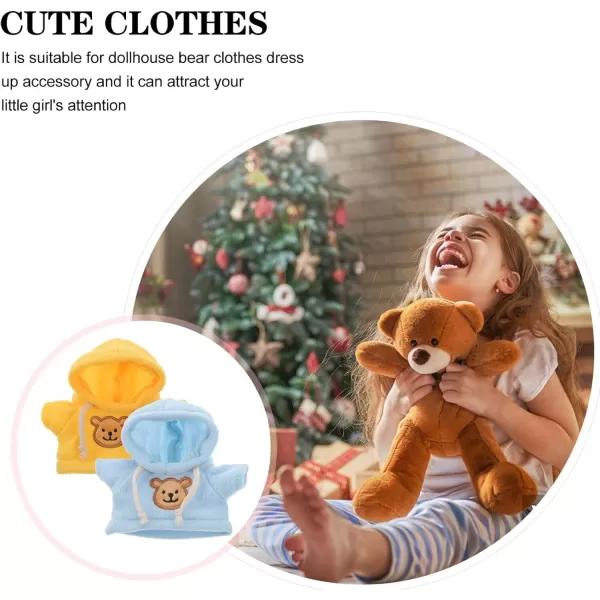 imageToyvian 2pcs Small Plush Bear Doll Costume Stuffed Animal Outfit Girl Boy Plush Doll Hooded Sweater Clothes Cute Stuffed Animal Outfit Clothing for 68 Inch Stuffed BearsB 14X7X1CM