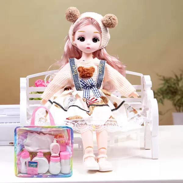 imageToyvian Doll Tote Bag Kids Travel Accessories Girl Tote Bag Dolls Changing Bag Cartoon Hand Bag Tote Bag for Doll Clothes Doll Supply Child Travel Bag Baby Clothes Doll Costume Bag