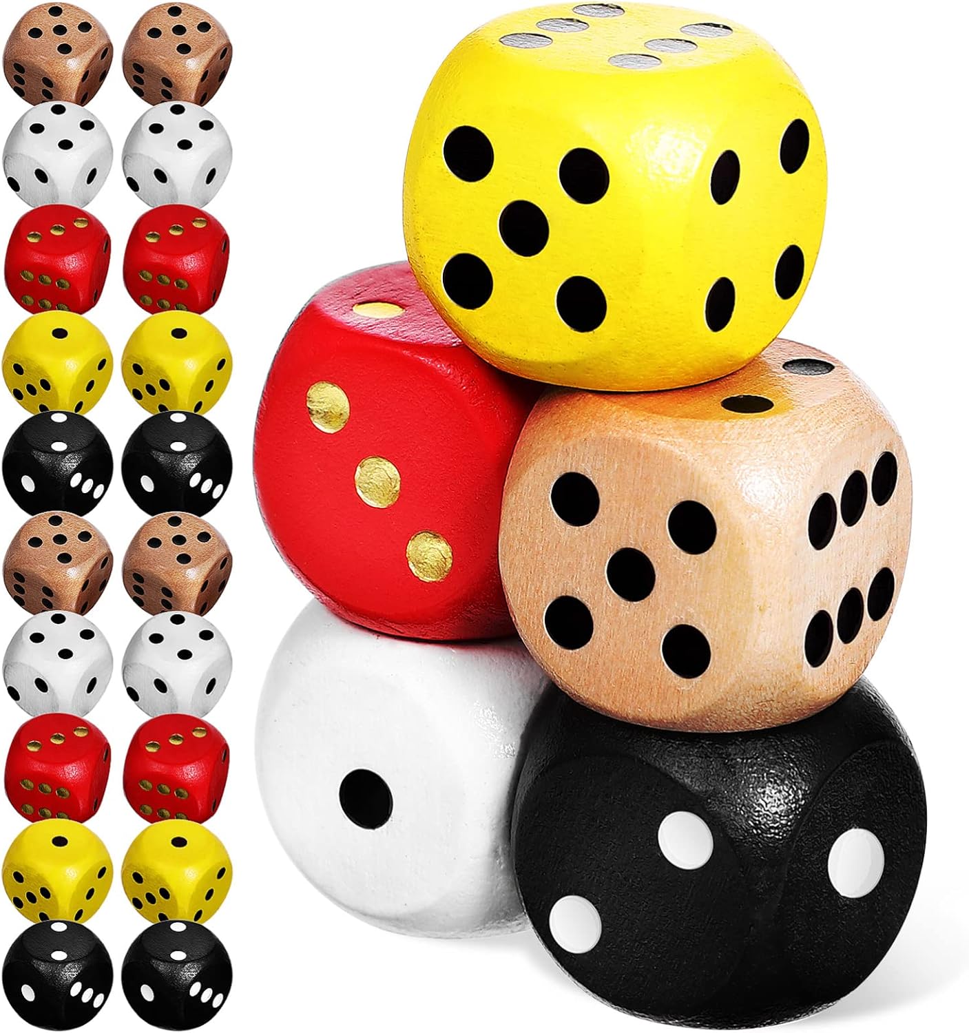 imageToyvian 25pcs Dice Set Colored Wooden Dice 16mm Board Games Dice 6 Sided Dice Set Bulk Rounded Corners Dice for Dices Game Classroom Teaching Board Games